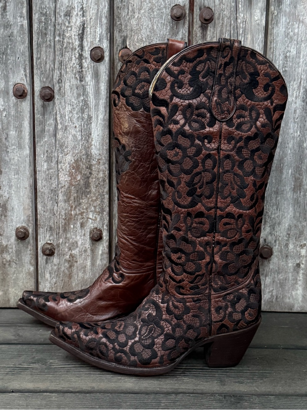 Vintage Corral Leather and Lace Women's Cowboy Boots